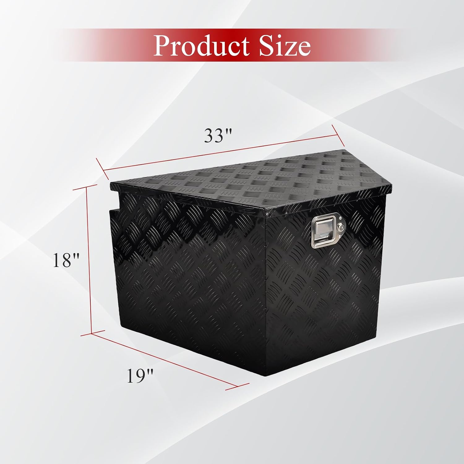 33''Inch Aluminum Trailer Tongue Tool Box Truck Bed Toolbox Truck Trailer Chest Box Underbody Storage Organizer Waterproof Square Storage Organizer wi/Lock & Keys Black(‎33' Lx19 Wx18 H)