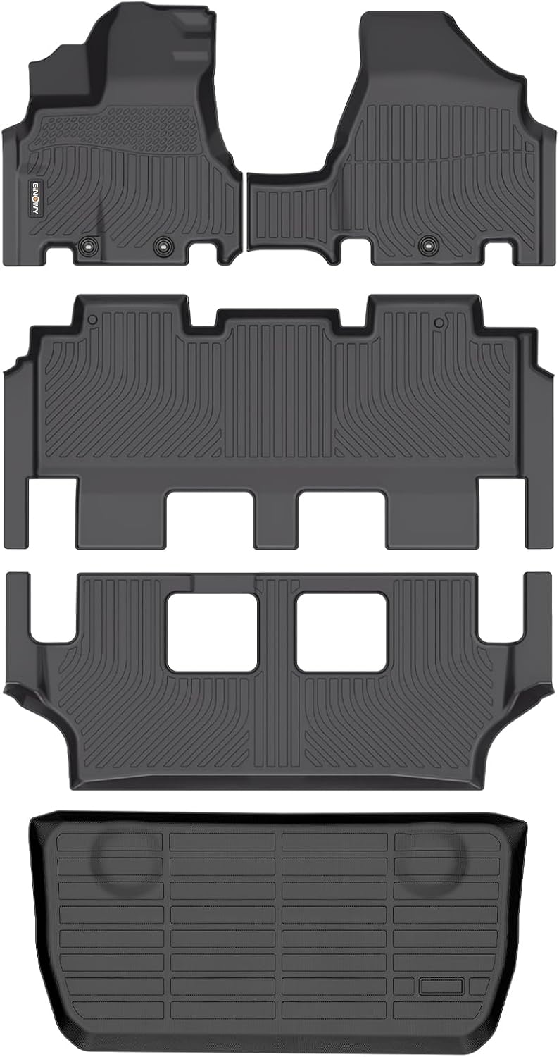 GINOWY-Floor Mats & Cargo Liner for Honda Odyssey 2011-2017, All Weather Car Floor Mat Custom Fit for Honda Odyssey Accessories Rubber Mats Cargo Liners Trunk Mat