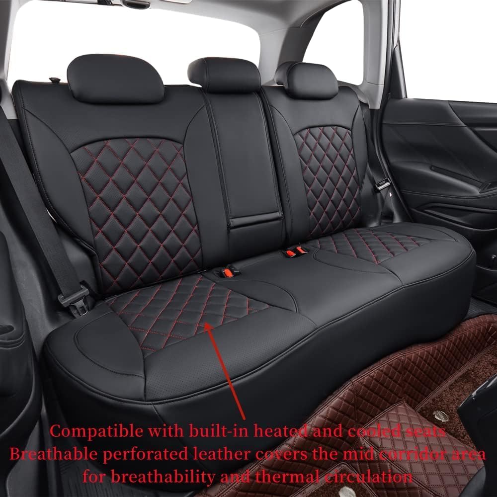coverdream Tucson Car Seat Covers Custom Fit for 2022-2024 2025 Hyundai Tucson Hybrid & PHEV (Blue,SEL,Limited),Full Coverage Waterproof Leather Seat Protector(Full Set,Black/Red)