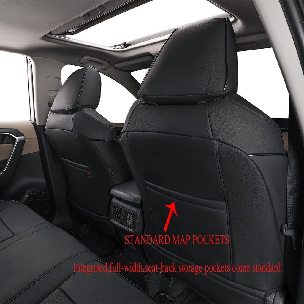 EKR Escape Seat Covers Custom Fit for Ford Escape SE/Titanium 2017-2019 & SEL 2018-2019,(Front Flat Backrest No Curve,Rear W/Armrest),Leather Car Seat Cover Full Set for SUV -Faux Leather(Black)