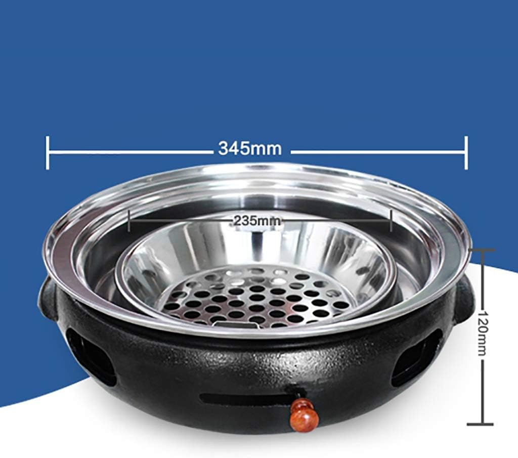 BBQ Barbeque Barbecue Grill,BBQ,Round Flat Mesh,Korean Smoke-Free Household Charcoal Grill,Indoor and Outdoor Barbecue Grill,34.5cm (Color : A)
