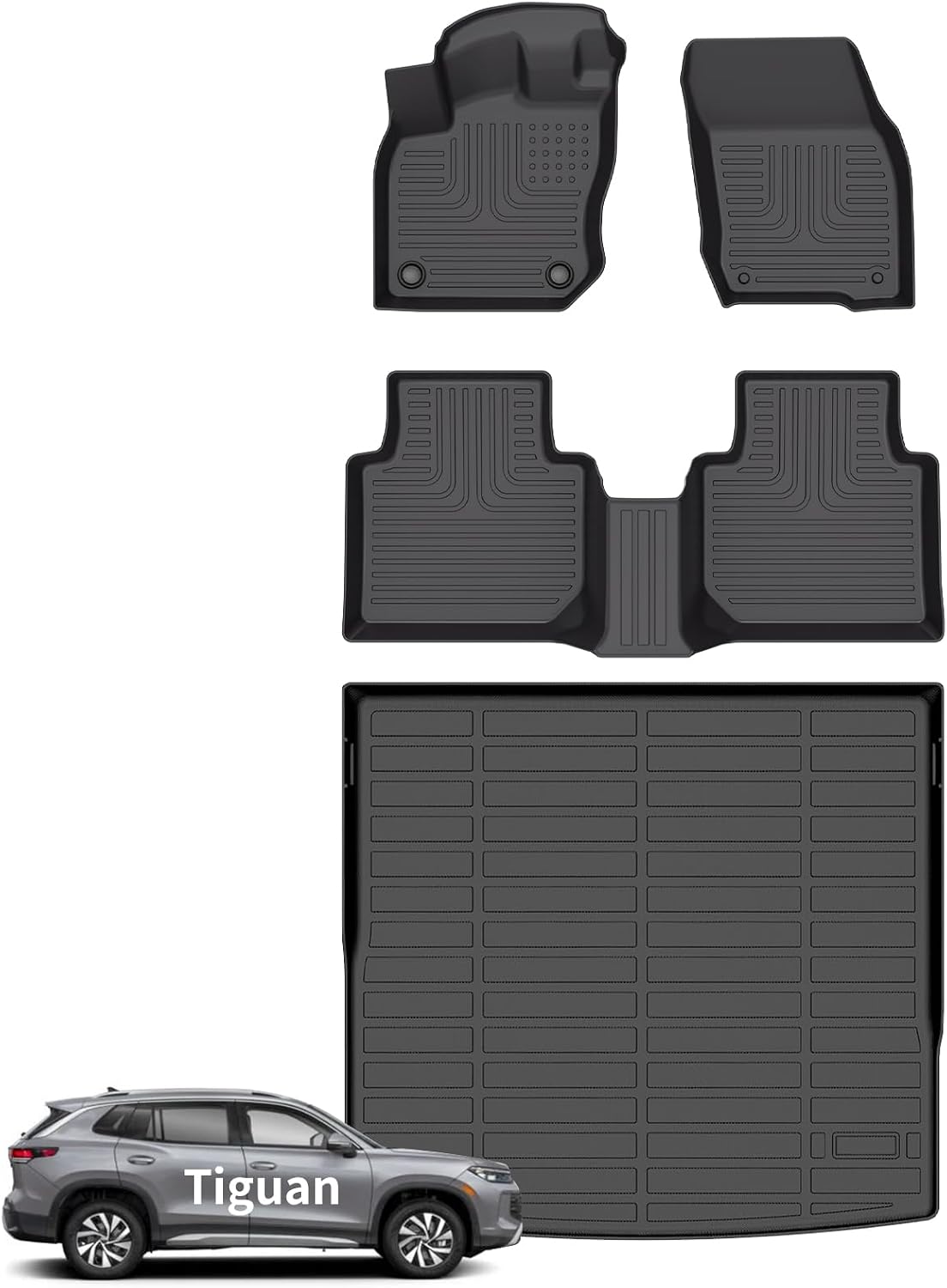 Wayhigh® Floor Mats & Cargo Liner for Volkswagen Tiguan 2025 2026, All Weather TPE Car Mats Waterproof Heavy Duty Floor Liners, Floor Mats Custom Fit for VW Tiguan Accessories