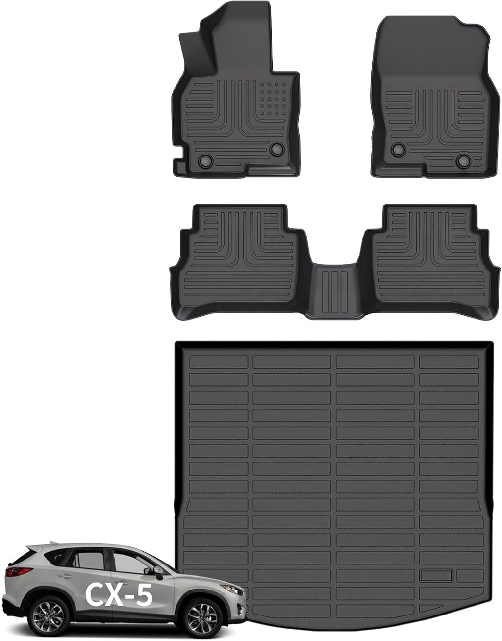 Wayhigh® Floor Mats & Cargo Liner for Mazda CX5 2013-2016, All Weather TPE Car Mats Waterproof Heavy Duty Floor Liners Custom Fit for CX-5 Accessories