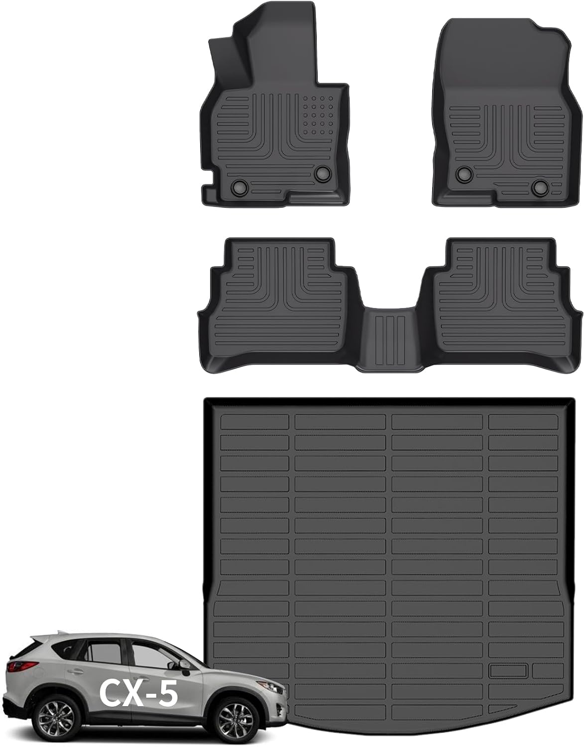 Wayhigh® Floor Mats & Cargo Liner for Mazda CX5 2013-2016, All Weather TPE Car Mats Waterproof Heavy Duty Floor Liners Custom Fit for CX-5 Accessories