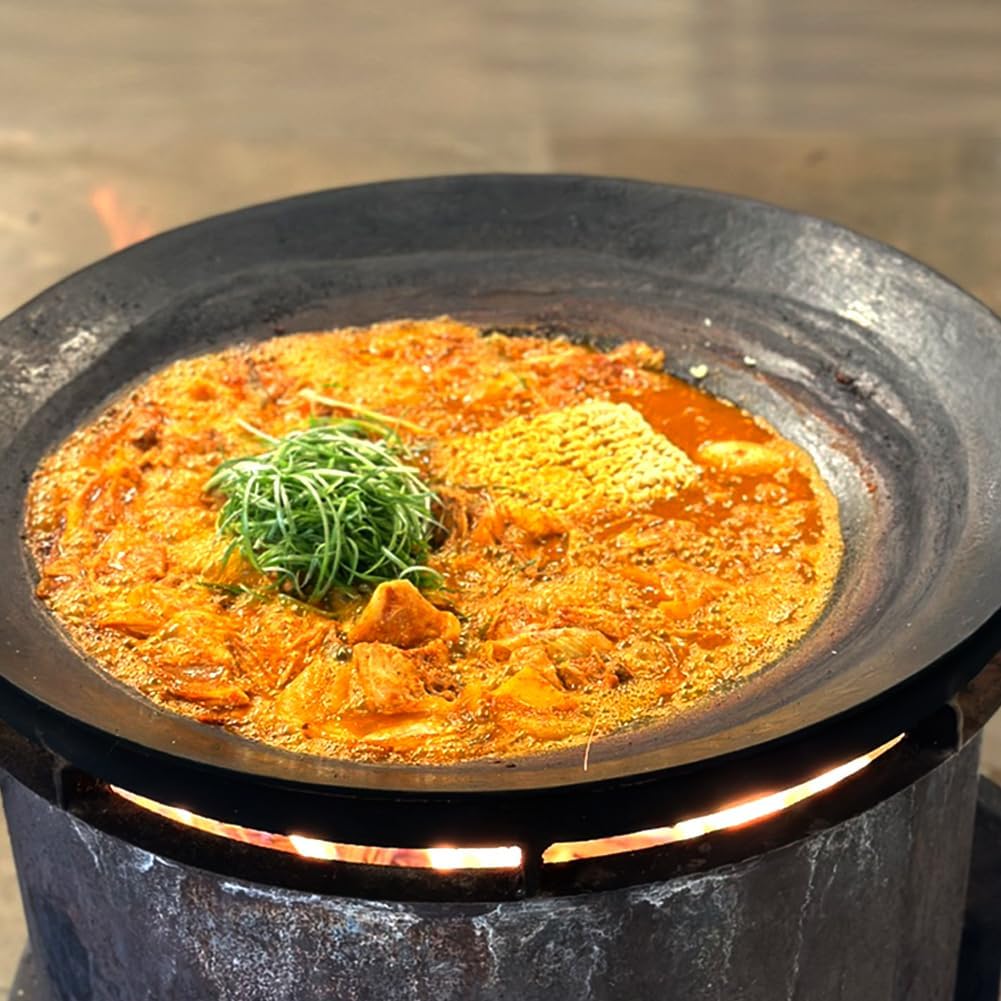 Handmade Korean cast iron cauldron lid sotttukkeong BBQ griddle Camping Outdoor Indoor 17.7 in