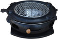 Portable BBQ Grill, Cast Iron BBQ Grill Indoor Outdoor Korean Style with Wooden Tray 34x12cm 8 Styles(E)