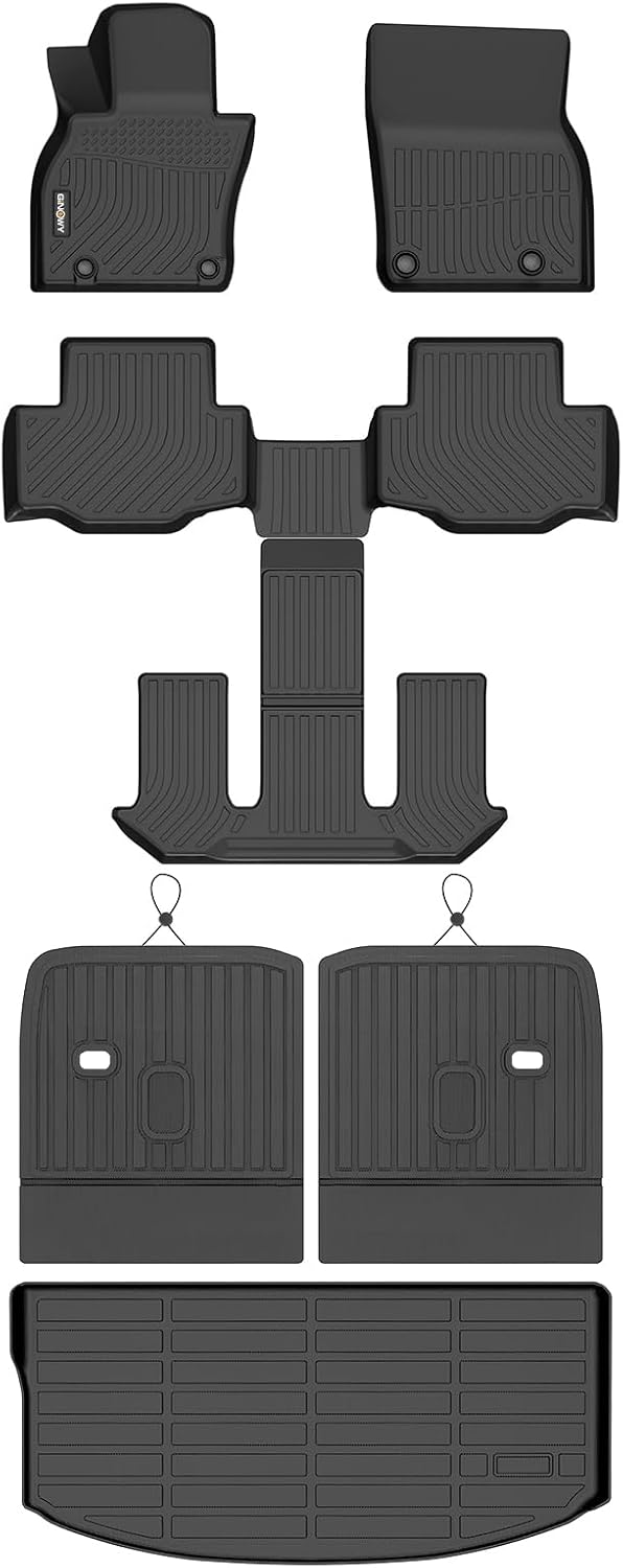 GINOWY-Floor Mats & Cargo Liner Set for Mazda CX90 2024 2025 2026 (Only for 6 Seats), TPE All Weather Mats Floor Liners Waterproof Trunk Mat Car Accessories for Mazda CX-90
