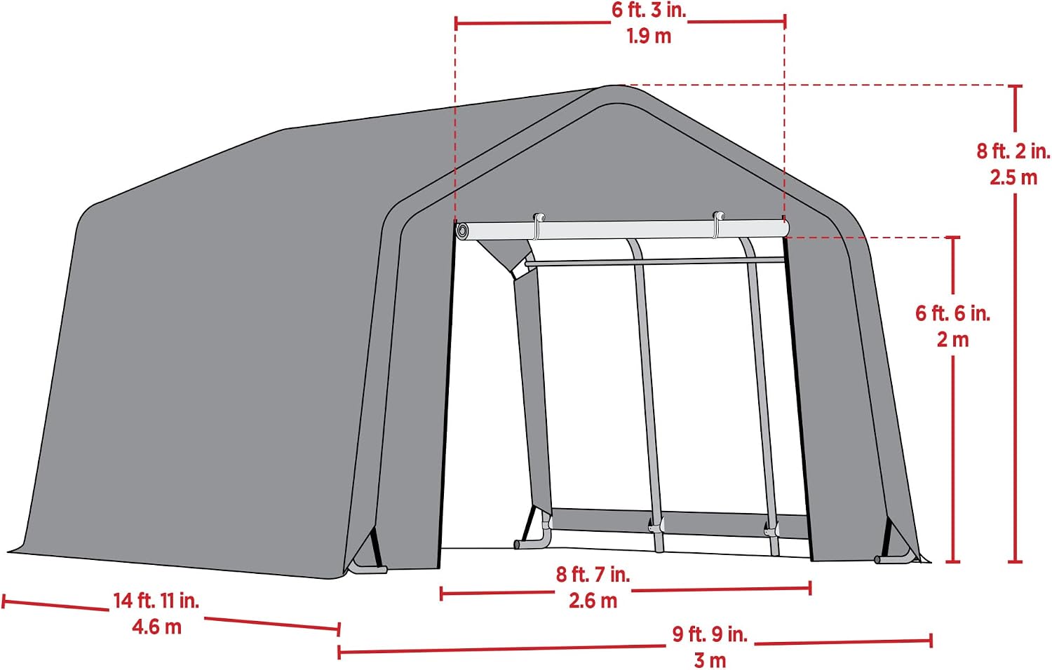 Scotts 10' x 15' x 8' All Season Outdoor Storage Shed with Waterproof Cover, Green