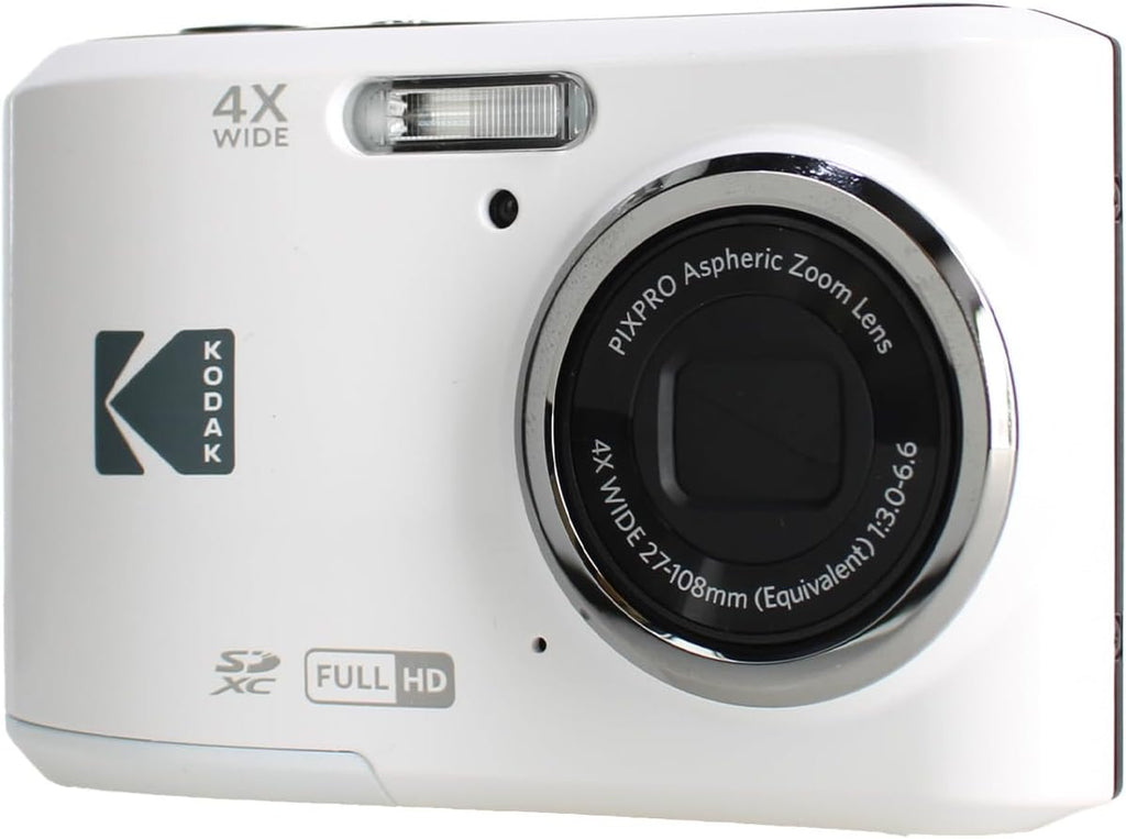 Kodak Pixpro FZ45 Digital Camera (White) Bundle Including: 2X 64 GB Memory Card, Rechargeable Batteries, Camera Case, Flexible Tripod, Card Reader, Card Wallet, Hand Strap, Full Cleaning Kit