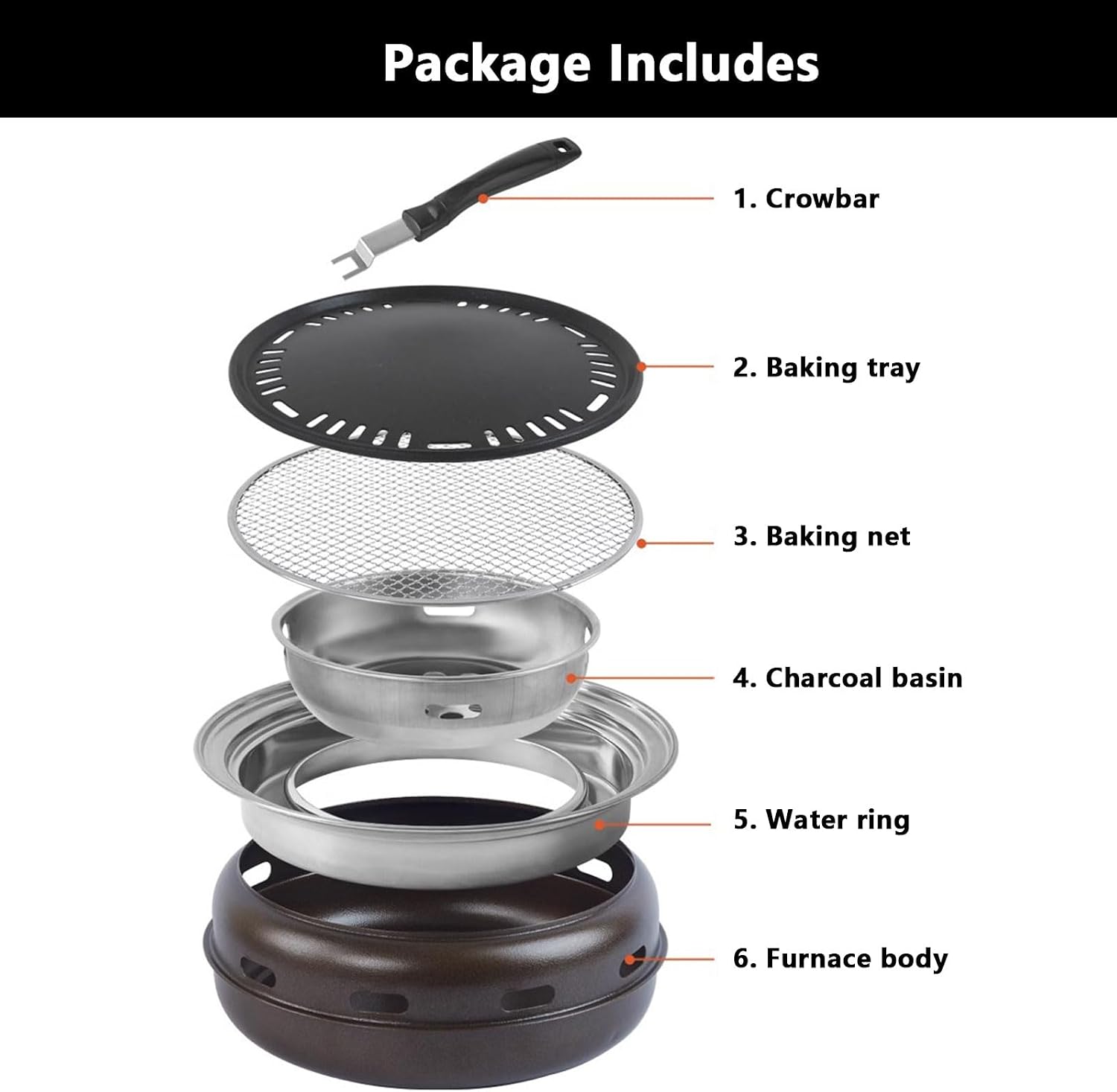 AIZYR Cast Iron BBQ Grill Portable Charcoal Barbecue Grill, Tabletop Outdoor Camping Grill Round Carbon Grill Stove for Patio Garden Travel,Large