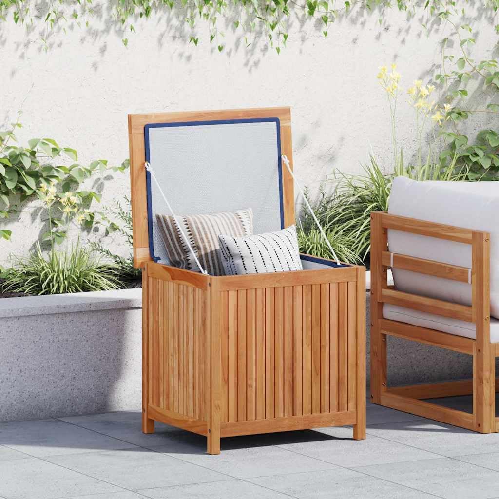 vidaXL Solid Teak Wood Patio Storage Box - Rustic Design, Ample Storage Space, Water-Resistant Lining, Easy Assembly - Ideal for Indoor and Outdoor Use - Brown