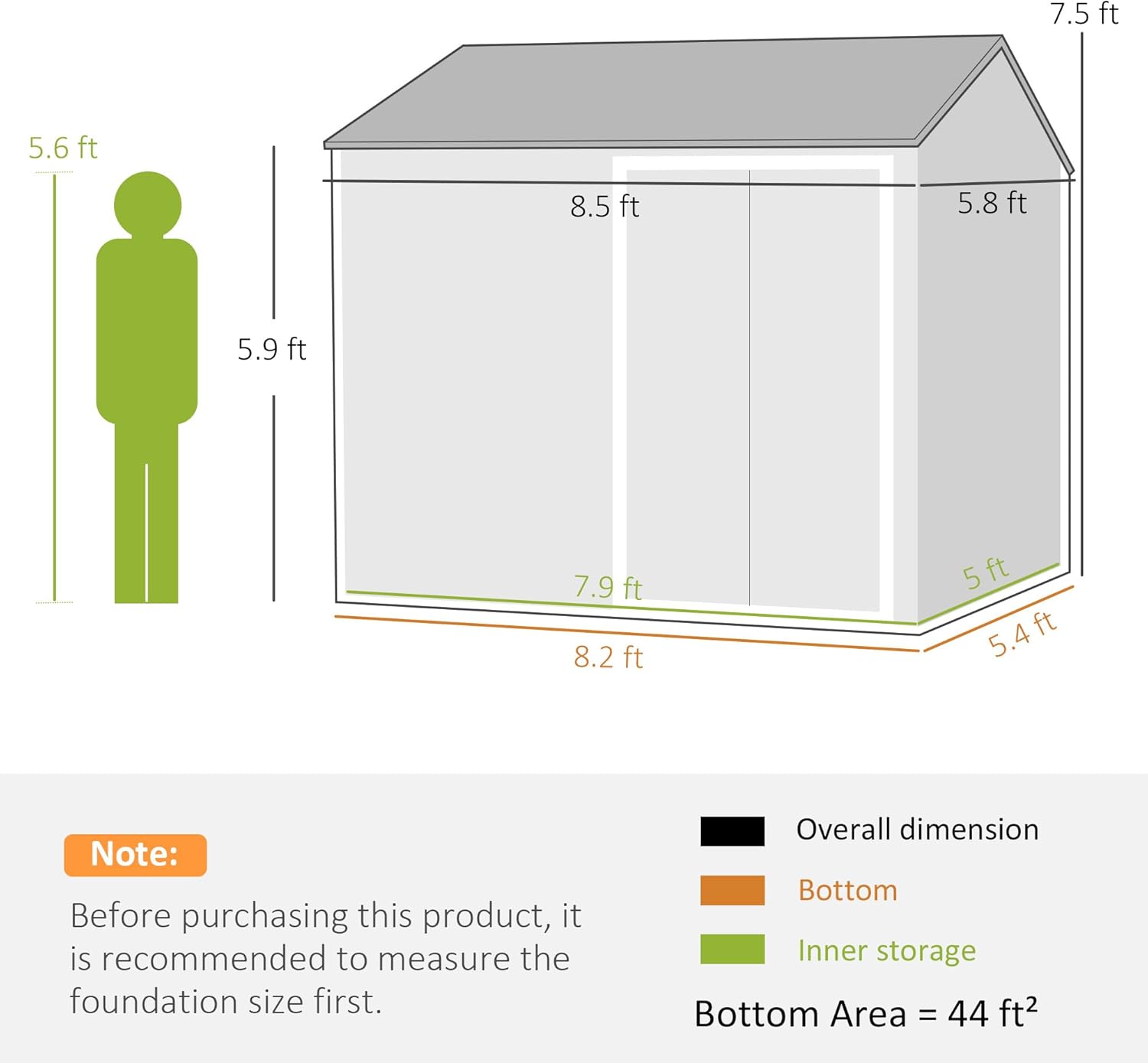 Outsunny 8' x 6' Outdoor Storage Shed, Metal Garden Shed with Window & Double Lockable Door, Outdoor Tool Shed Storage with Sloped Roof for Backyard, Patio, Garage, Lawn, Dark Gray