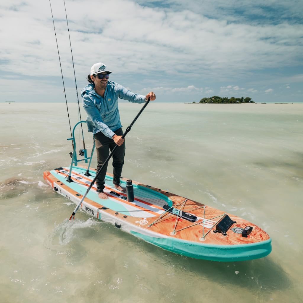 BOTE Rackham Aero Inflatable Stand Up Fishing Paddle Board Blow Up iSUP Adult Kids Family Friendly APEX Pedal Drive MAGNEPod Compatible, Multiple Colors