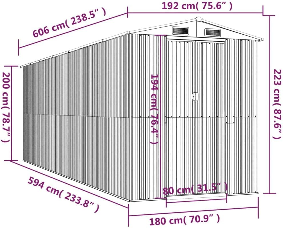 vidaXL Spacious Garden Shed - Light Brown, Galvanized Steel - Great for Outdoor Tools, Pool Essentials, and Gardening Equipment Storage