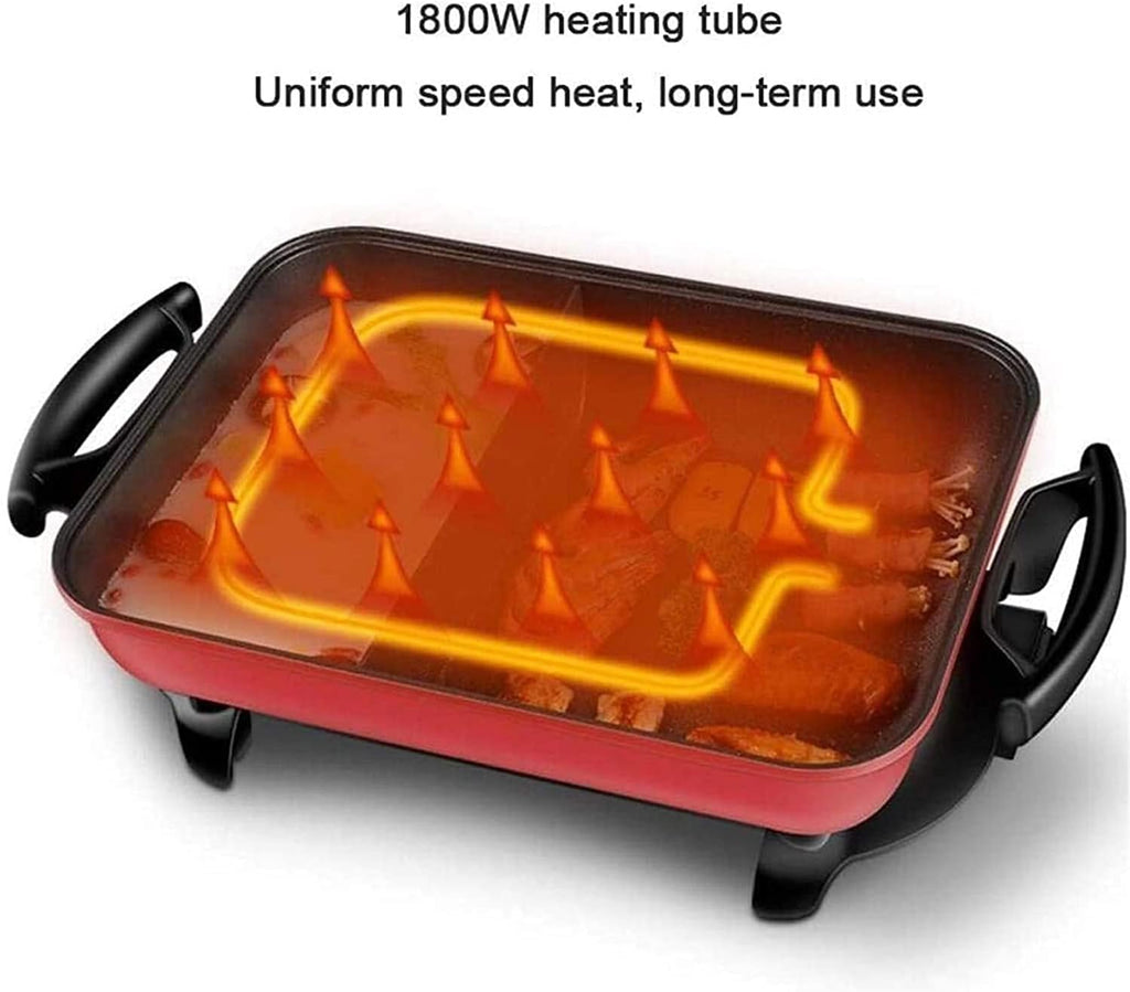 Indoor Korean Barbecue Grill Large Teppanyaki Grill Electric BBQ Table Top Grill Cooking Plate with Adjustable Thermostat Control, Spatulas and Cool Touch Handles, 60 * 27 * 21CM, 1800w,Portable