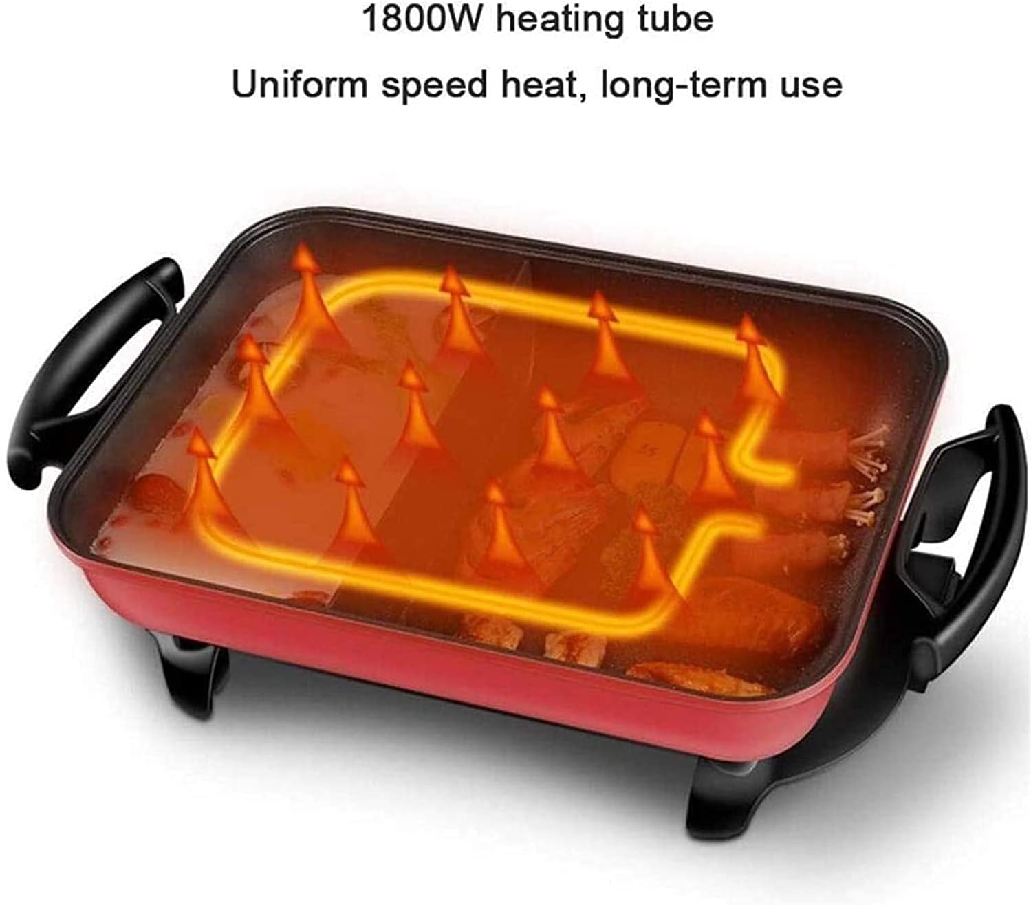 Indoor Korean Barbecue Grill Large Teppanyaki Grill Electric BBQ Table Top Grill Cooking Plate with Adjustable Thermostat Control, Spatulas and Cool Touch Handles, 60 * 27 * 21CM, 1800w,Portable