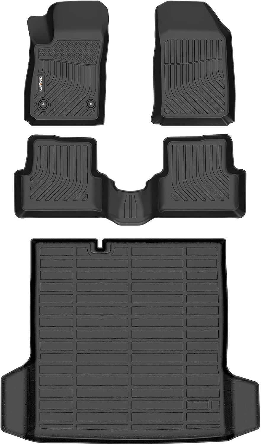 GINOWY-Floor Mats & Cargo Liner for Chevrolet/Chevy Sonic 2012-2020, All Weather Car Floor Mat Custom Fit for Chevy Sonic Accessories Rubber Mats Cargo Liners Trunk Mat