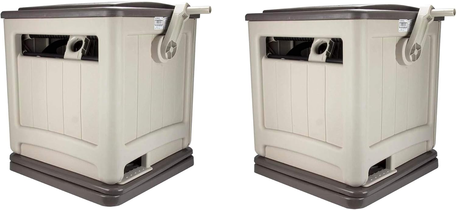 Suncast Swivel Hose Reel Storage Hideaway w/Smart Trak Hose Guide & Bin (2 Pack)
