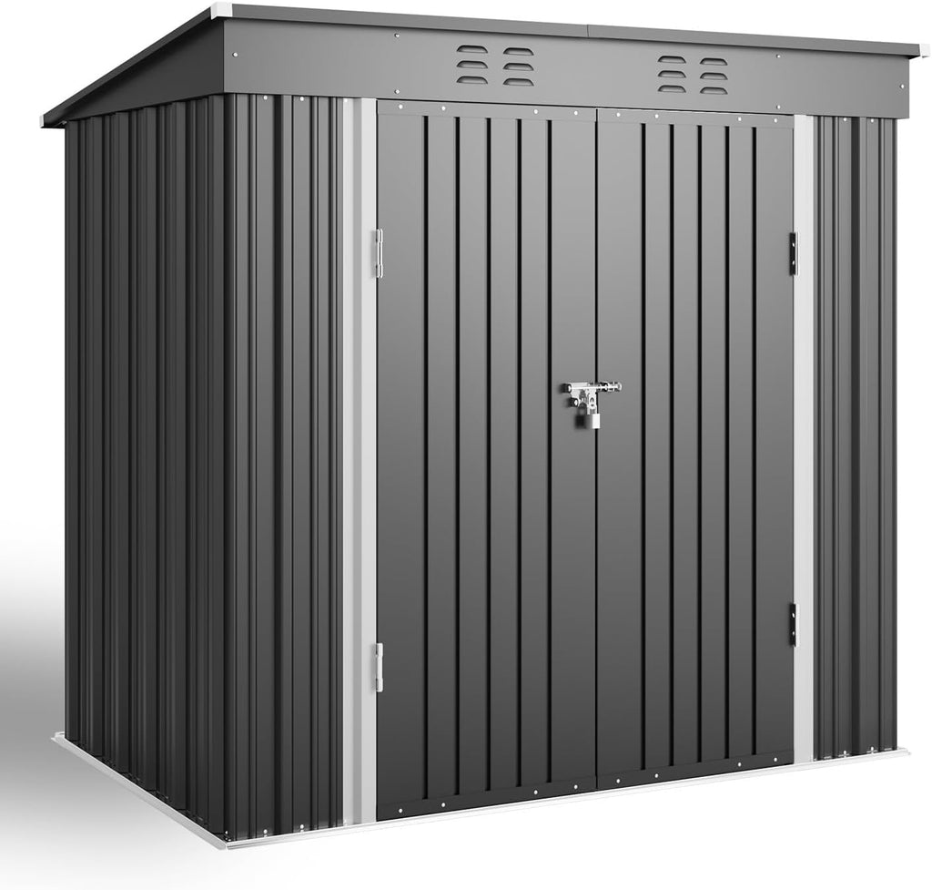 Bealife 6' x 4' Outdoor Storage Shed Clearance, Metal Outdoor Storage Cabinet with Double Lockable Doors, Waterproof Tool Shed, Backyard Shed for Garden, Patio, Lawn (Dark Gray)