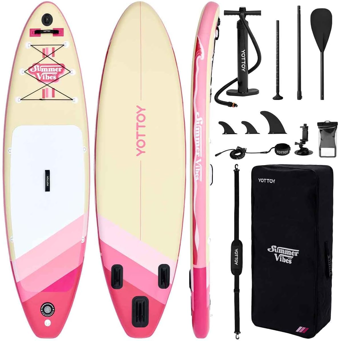 YOTTOY Inflatable Stand Up Paddle Board,Stable Lightweight 10'5' SUP with Non-Slip EVA Deck, Premium Paddleboard Accessories, Three-Fin System & Carry Bag,All-Around Inflatable SUP