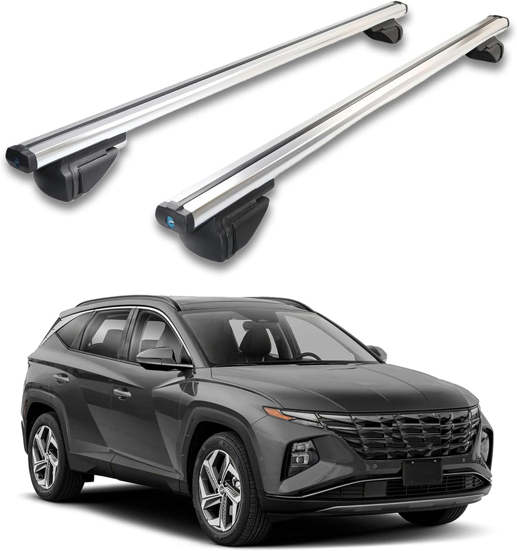 Roof Rack Cross Bars for Hyundai Tucson SE/SEL/N Line/Limited 2022-2025, Lockable & Adjustable Crossbars for Ski Kayak Bike Basket, Aluminum Cross Rail Roof Rack,Silver