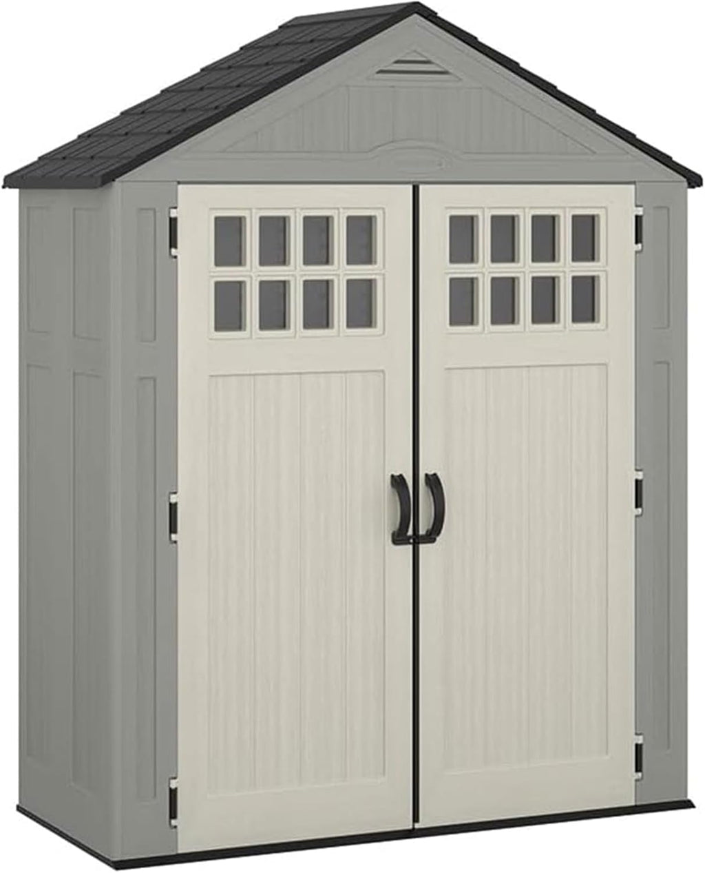 Suncast Everett 6x3 ft Vertical Storage Shed - Resin Outdoor Garden Shed with Floor, Windows, Skylight & Lockable Double Doors. Slim Yard Storage for Utility Tools & Backyard Equipment
