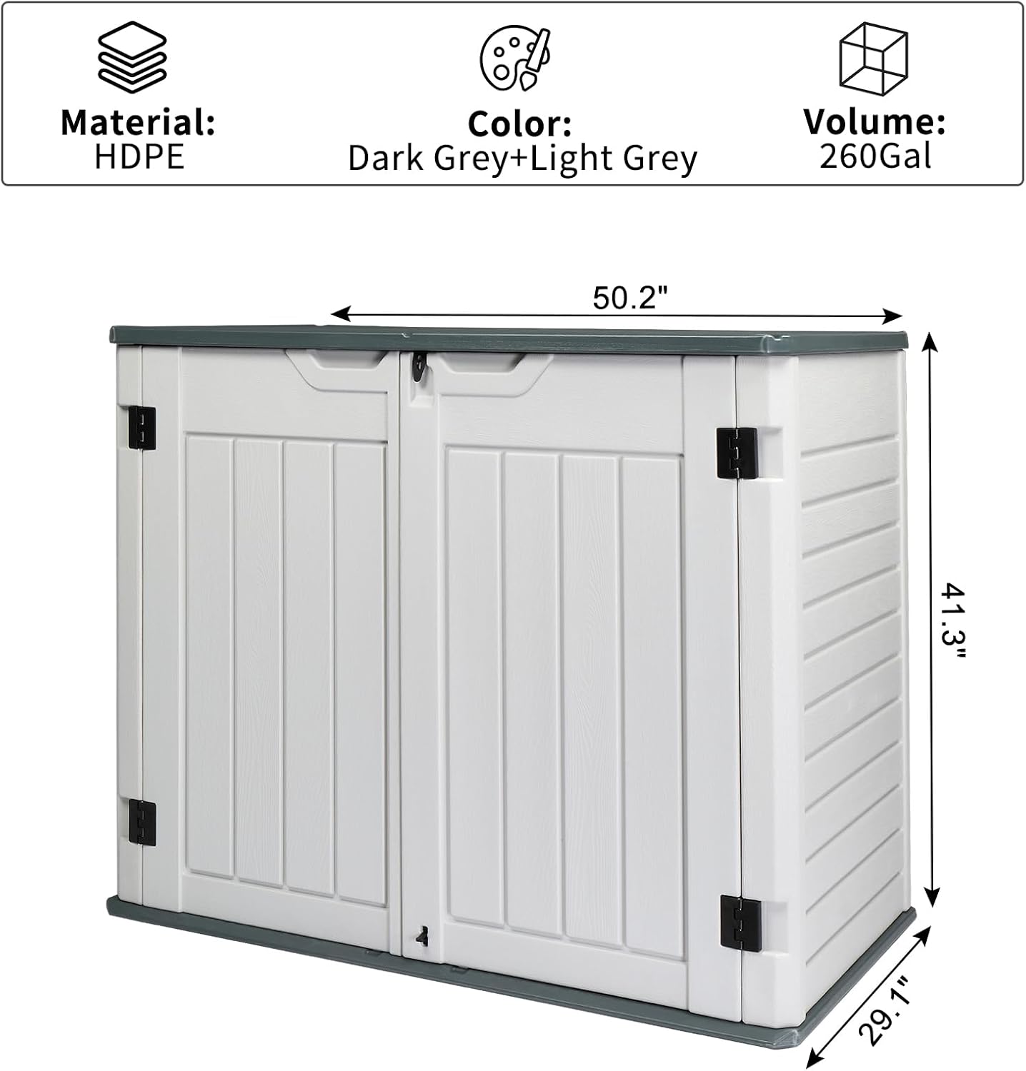 VINGLI Upgraded 260 Gallon Outdoor Storage Box, Lockable HDPE Storage Containers with Lid, Wooden Grain Surface Deck Box Patio Furniture for Garden, Pool, Balcony, Yard