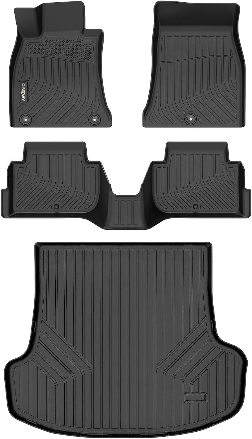 GINOWY-Floor Mats & Cargo Liner for Kia Stinger 2018-2024 (Only RWD), All Weather Car Floor Mat Custom Fit for Kia Stinger Accessories Rubber Mats Cargo Liners Trunk Mat