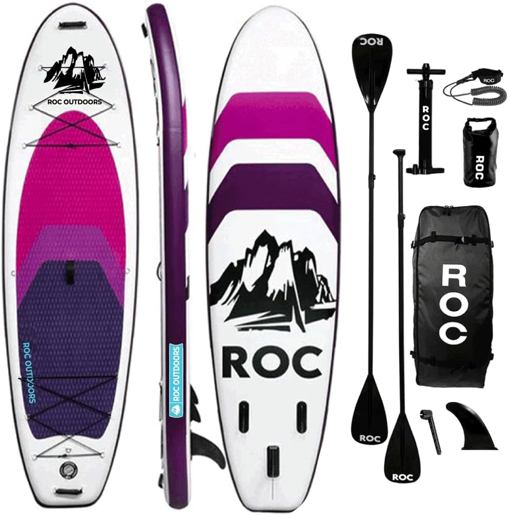 Roc Inflatable Stand Up Paddle Board 10' 6' with Premium SUP Paddle Board Accessories, Wide Stable Design, Non-Slip Comfort Deck for Youth & Adults