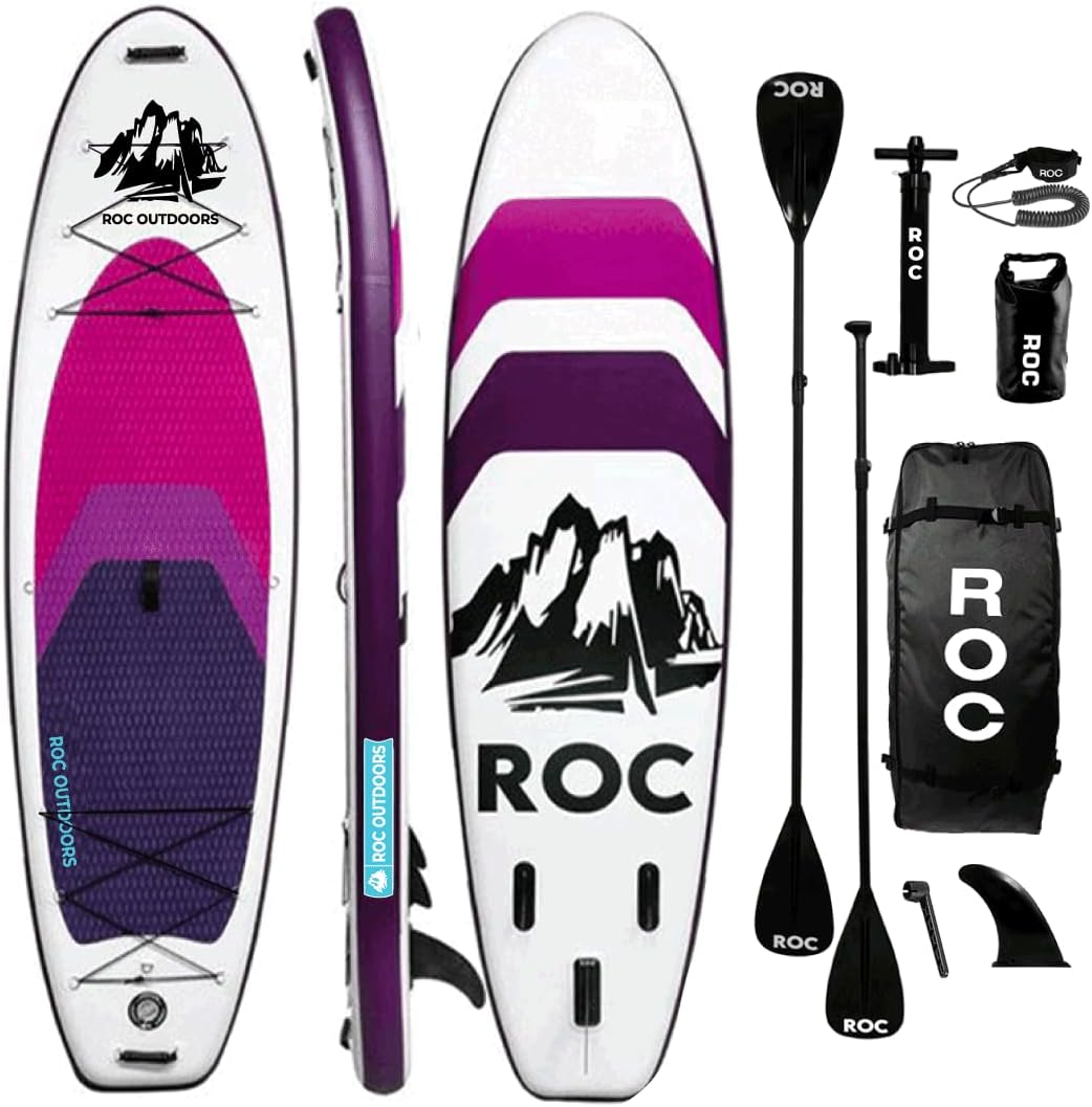 Roc Inflatable Stand Up Paddle Board 10' 6' with Premium SUP Paddle Board Accessories, Wide Stable Design, Non-Slip Comfort Deck for Youth & Adults