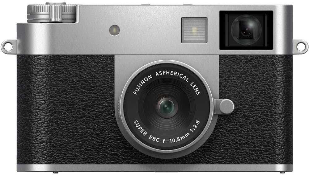 FUJIFILM X Half Premium Compact Digital Camera (Silver) Bundle with Fuji INSTAX MINI Link 3 Smartphone Printer (Clay White) + Instax Mini Film + Extra Battery + Charger + 64GB Memory Card + More