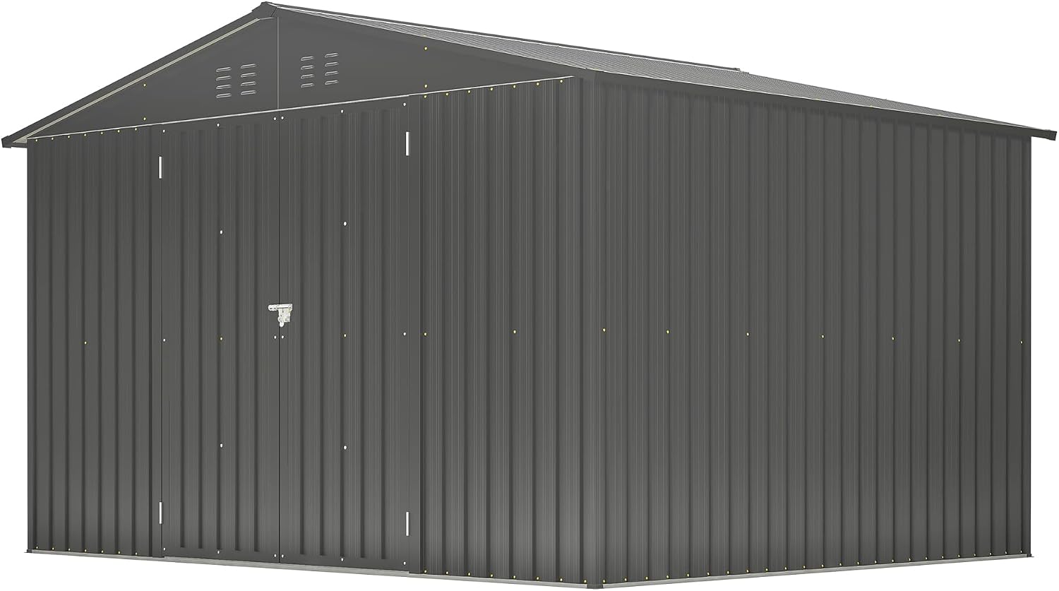 8x10 FT Outdoor Storage Shed, Metal Garden Shed with Frame Floor, Outside Tool Shed with Lockable Hinged Doors, Waterproof Storage Building with Sloped Roof for Backyard, Patio, Lawn, Black
