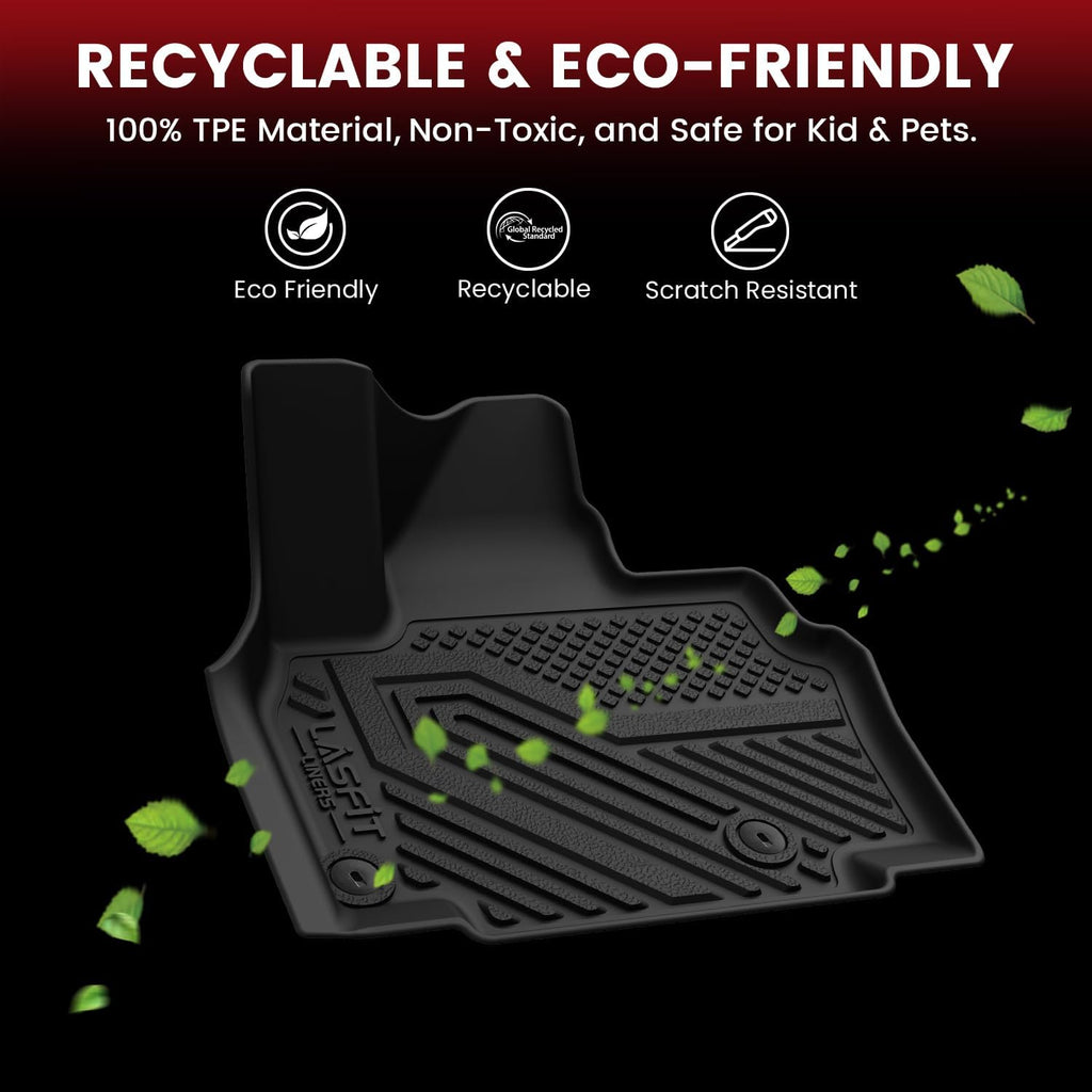 LASFIT Floor Mats & Cargo Mats for KIA EV9 2026 2025 2024 (Only Fit for 7-Seats), All Weather TPE Custom Fit Kia EV9 2024-2026 Full Set Car Accessories Floor Liners