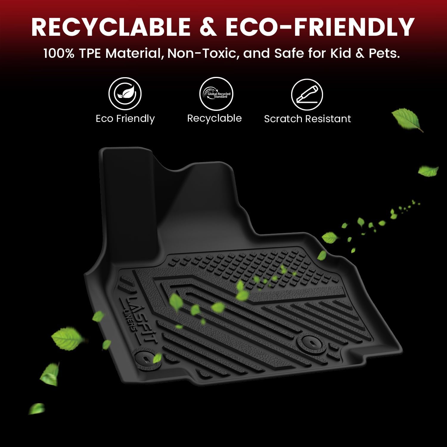 LASFIT Floor Mats & Cargo Mats for KIA EV9 2026 2025 2024 (Only Fit for 7-Seats), All Weather TPE Custom Fit Kia EV9 2024-2026 Full Set Car Accessories Floor Liners