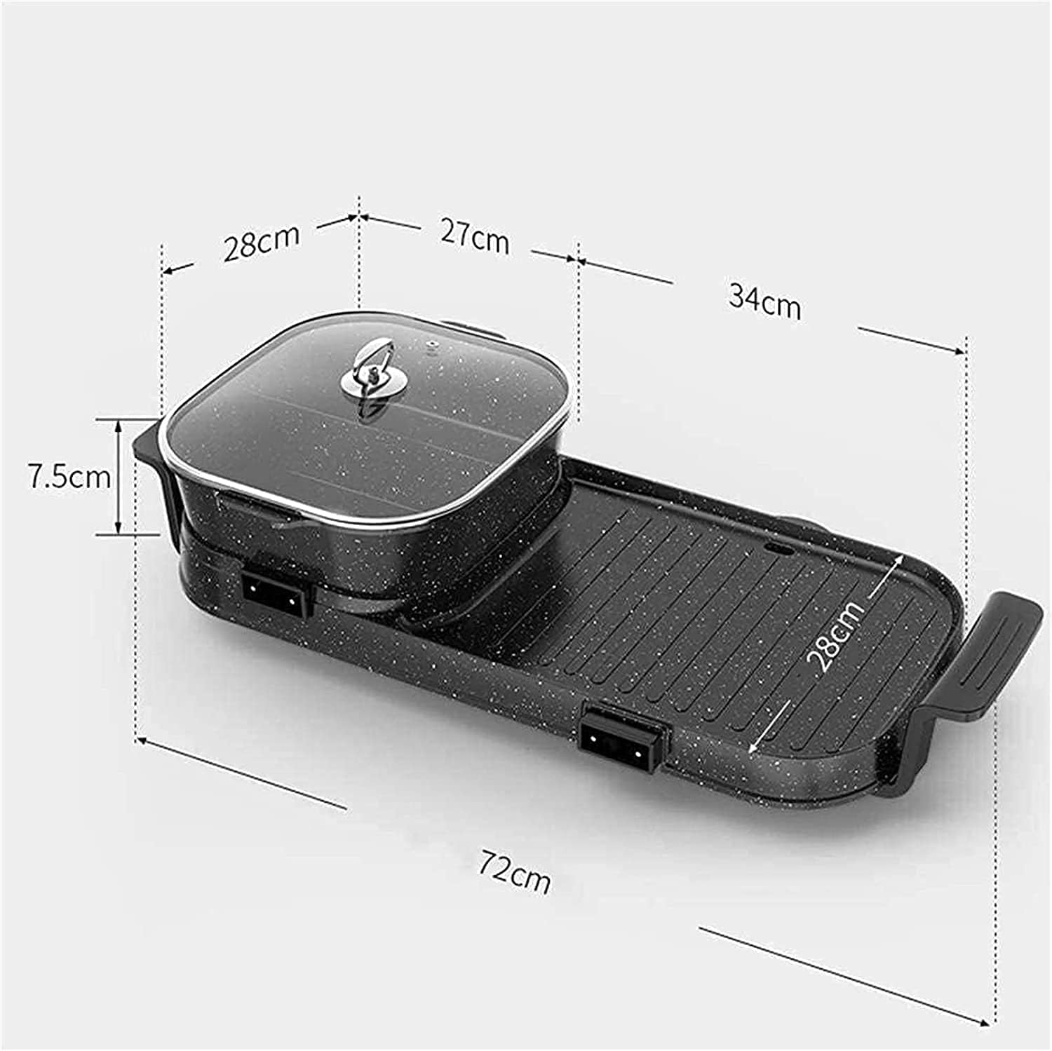 Korean BBQ Grill Home Use Multi-function Electric Grill, 2 In 1 Electric Barbecue Indoor and Outdoor Hot Pot Large Capacity Non-Stick Pan with 5 Temperature Adjustments, fo