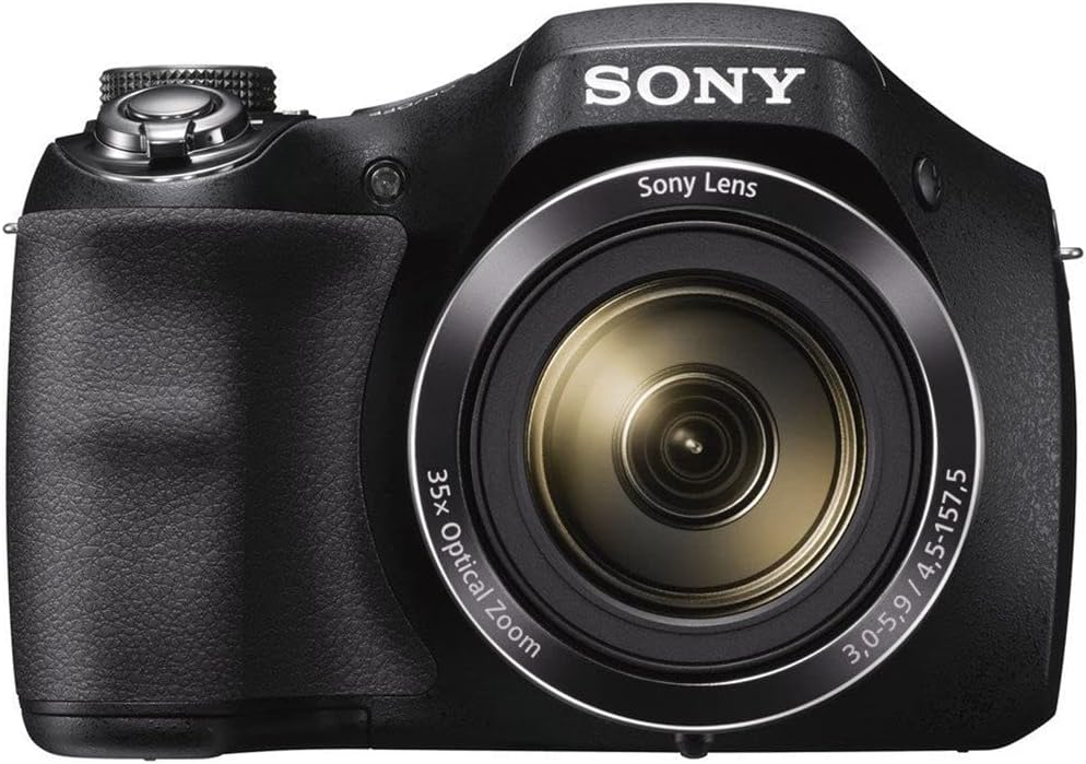 Sony Cyber-Shot DSC-H300 Digital Camera (Black) (DSCH300/B) + 64GB Memory Card + Card Reader + Photo Software + Case + Flex Tripod + 4xAA Batteries + Memory Wallet + Cleaning Kit (Renewed)