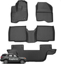 Wayhigh® Floor Mats Fit for 2011-2014 Ford Explorer 7 Seats All Weather TPE Car Mats Waterproof Heavy Duty Floor Liners for Explorer Accessories Custom Fit Black Liners