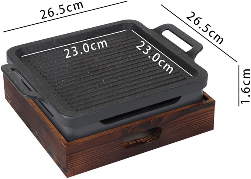 BBQ Barbeque Barbecue Grill,Korean Alcohol Barbecue Grill,Non-Stick Grill Fish Pan,Multifunctional,Indoor and Outdoor,3 Size (Size : 30.5cm30.5cm)