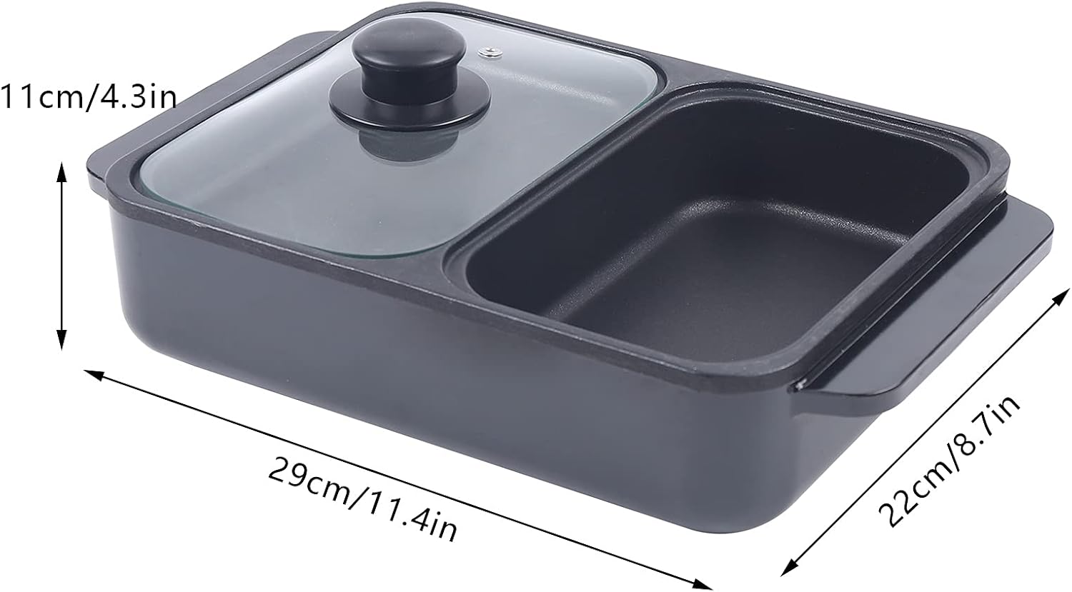 Hot Pot Electric with Grill, 2 in1 Indoor Non-Stick Shabu Shabu Pot & Frying Pan, Portable Mini Hot Pot Korean BBQ w/Individual Dual Temperature Control, 1-3 People