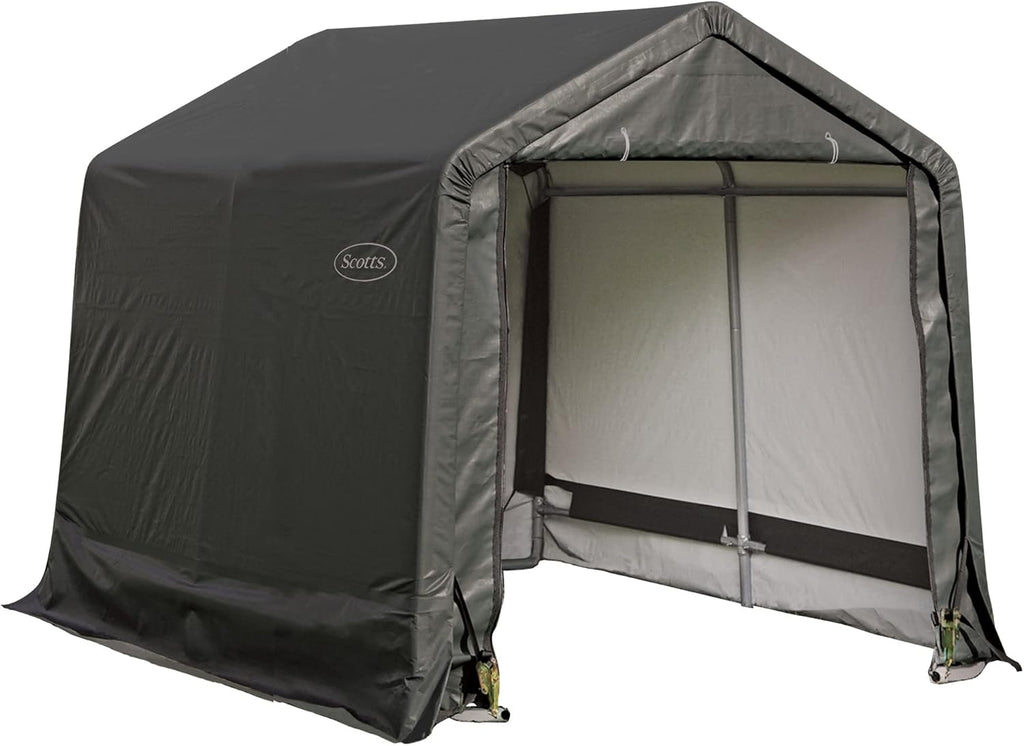Scotts 8' x 8' x 8' All Season Outdoor Storage Shed with Waterproof Cover, Green