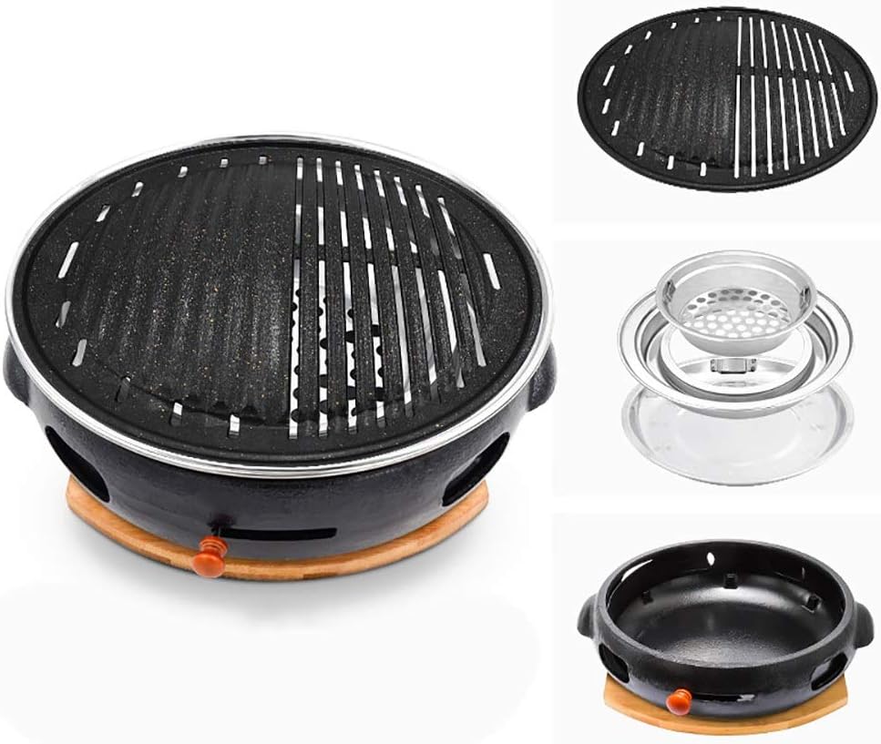 BBQ Barbeque Barbecue Grill,Smoke-Free Charcoal Grill,Cast Iron Oven,Korean Household,Split Type Easy to Clean,Indoor Outdoor,3 Styles (Color : C)