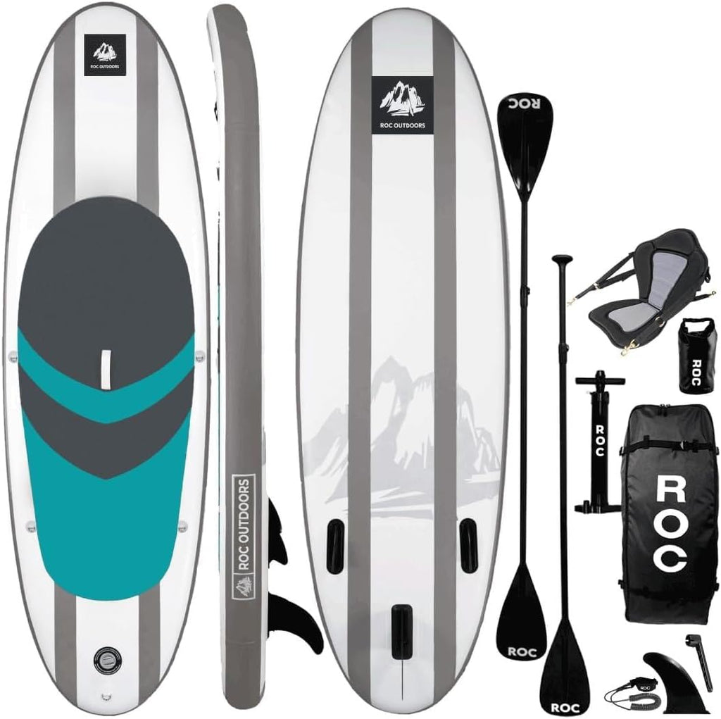 Roc Inflatable Stand Up Paddle Board with Premium SUP Paddle Board Accessories, Wide Stable Design, Non-Slip Comfort Deck for Youth & Adults