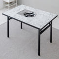 Korean BBQ Grill Table with Built-in Gas Burner, Folding Indoor Outdoor Dining Table, Marble Top for Camping & Kitchen, Made in Korea - Bianco White