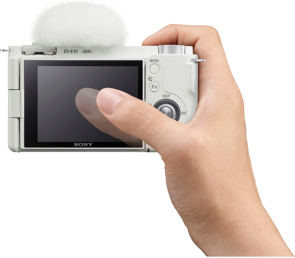 Sony ZV-E10 Mirrorless Camera Kit with 16-50mm II Power Zoom Lens (White) | APS-C Sensor | Compact Creator Tool + 64GB Card + Filter Kit + Photo Software + Bag + 2 x NPF-W50 Battery + More