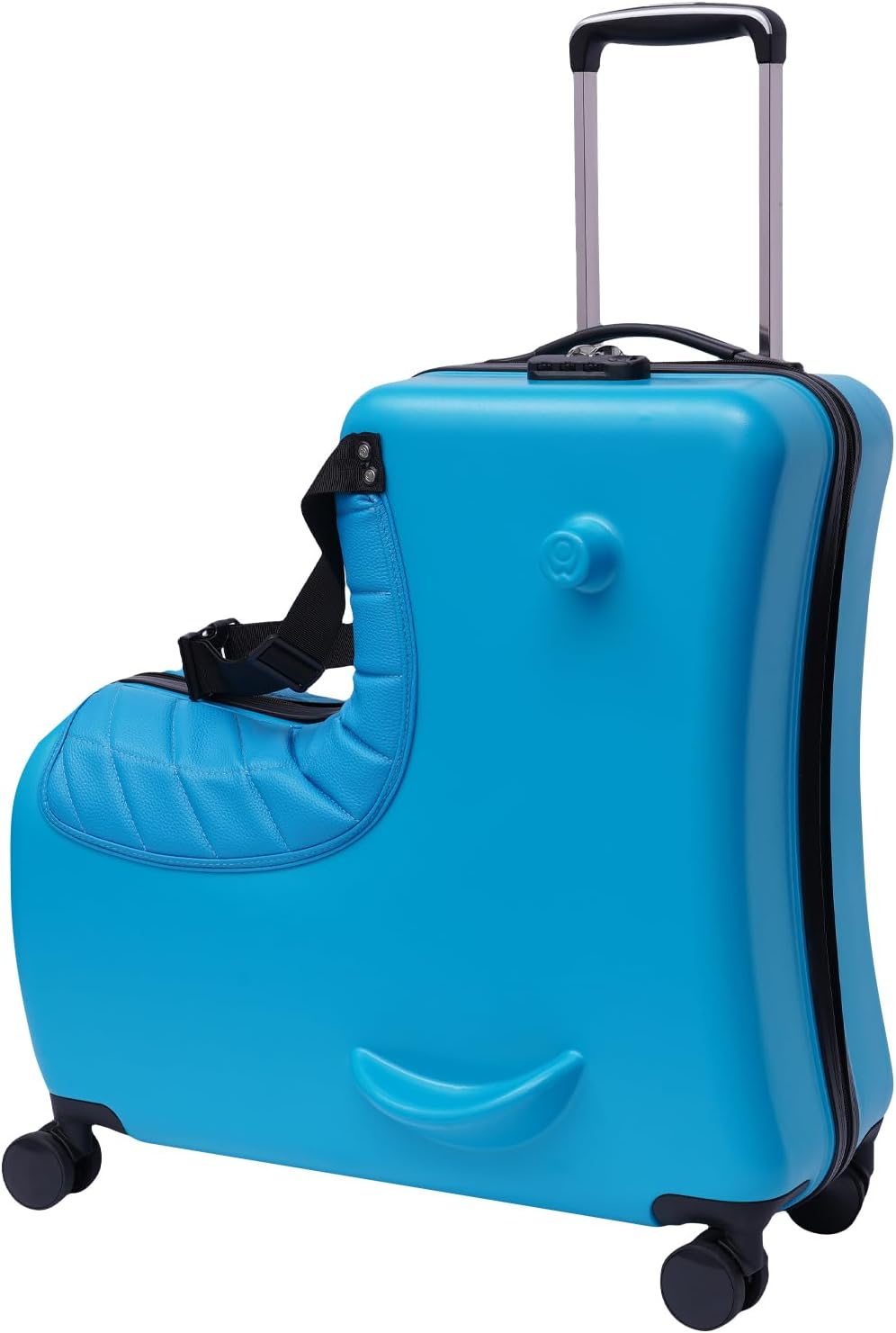 24' Kids Ride On Suitcase with Wheels & Safety Belt, Ride-On Suitcase with DIY Stickers & Combination Lock, Suitcase for Boys & Girls Ages 4-12 Years (Blue)
