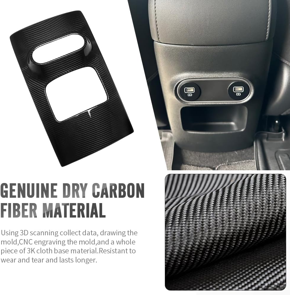 Rear Seat Center Console for Hyundai Ioniq 5 N Line N NE Limited XRT SEL Long Range 2022 2023 2024 2025, Dry Carbon Fiber Rear Charging Panel for Ioniq 5 NE (Glossy Carbon)