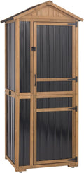4-Tier Metal & Wood Outdoor Storage Cabinet with Reinforced Frame, Weatherproof Asphalt Roof, Adjustable Shelves, Lockable Doors for Patio, Garden, Garage Organization