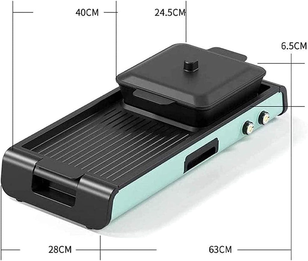 Electric Grill Indoor Portable Electric Grill, Indoor Grills, Electric Hot Pot Grill Electric Barbecue Grill Indoor 2 in 1 Large Capacity Indoor Multifunctional Non-Stick Pan Electric,Household Nonsti