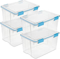 Sterilite 4-Pack 54 Quart Gasket Box, Home Storage Organizer Bins with Lids - Stackable Clear Plastic Containers for Bedroom, Bathroom, Garage, Basement, or Attic