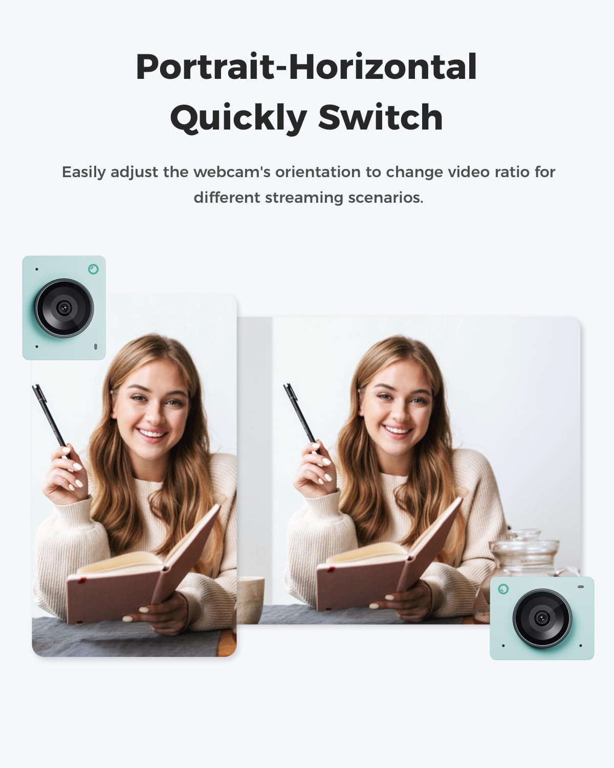 OBSBOT Meet 2-4K Webcam for PC with 1/2' Sensor, AI Framing & Autofocus, Beauty Mode, Lightweight, Gesture Control, HDR, Dual Microphone, 60 FPS, Web Cam for Streaming, Meeting, Gaming. (Aurora Green)